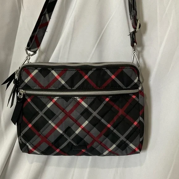 Vera Bradley Women’s Black/Red/Gray/White Plaid Crossbody Purse - Picture 5 of 12